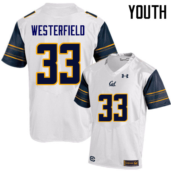 Youth #33 Noah Westerfield Cal Bears (California Golden Bears College) Football Jerseys Sale-White - Click Image to Close